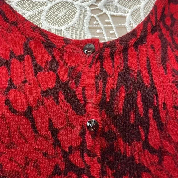 Cato Red and Black Button Up Sweater - Picture 2 of 8